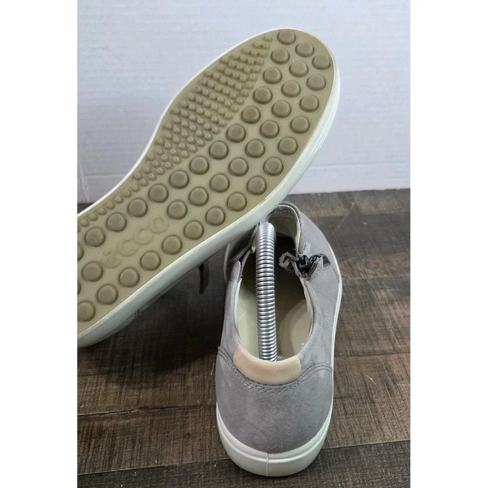 ECCO Soft 7 Slip On With Zipper Sneaker Warm Grey Leather Women's US 7-7.5